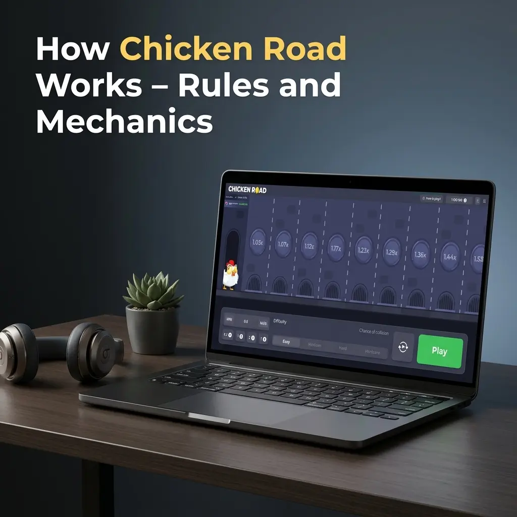 Chicken Road crash game showing a chicken crossing ovens with rising multipliers and cashout mechanics explained