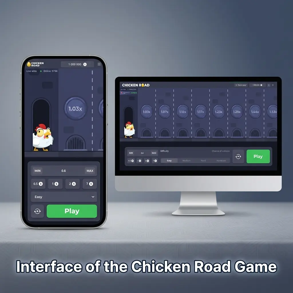 Chicken Road game interface showing bet controls, cashout button, multiplier display, animated chicken and oven graphics